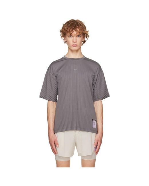 Satisfy Gray Auralite Pleated Running T‑Shirt for men