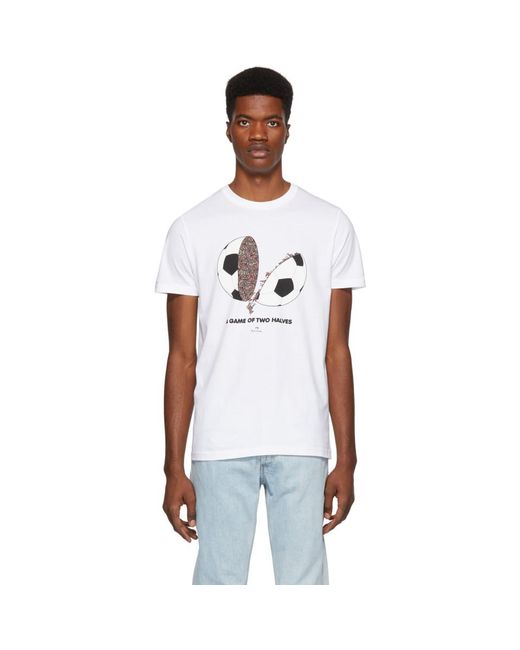 PS by Paul Smith White A Game Of Two Halves T-shirt for men