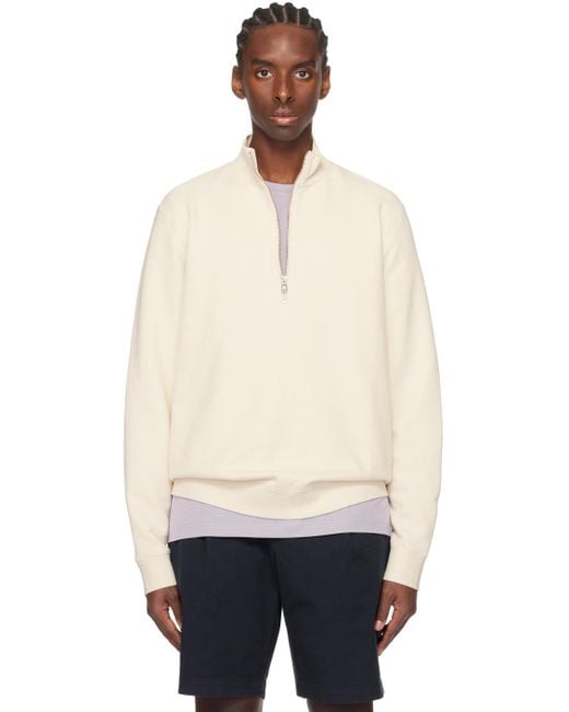 Sunspel Black Off-white Half-zip Sweatshirt for men