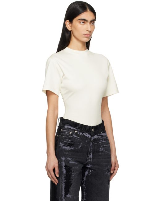 Mugler ホワイト コルセット オープンバック ジャージ ボディスーツ Black