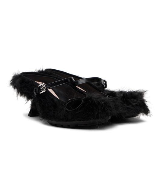 Simone Rocha Black Faux Fur Grip Mule Heels