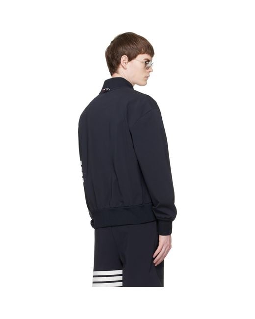 Thom Browne Blue Printed 4-Bar Bomber Jacket for men