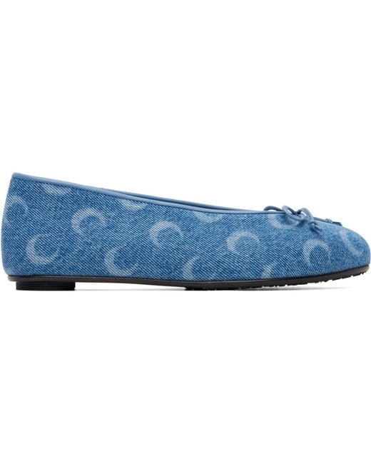 MARINE SERRE Blue Moonogram Denim Ballerina Flats