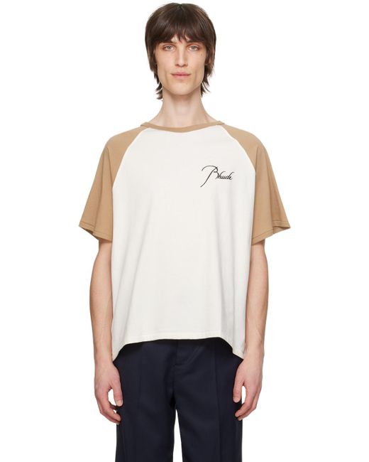 Rhude Black Beige & Off-white Raglan T-shirt for men