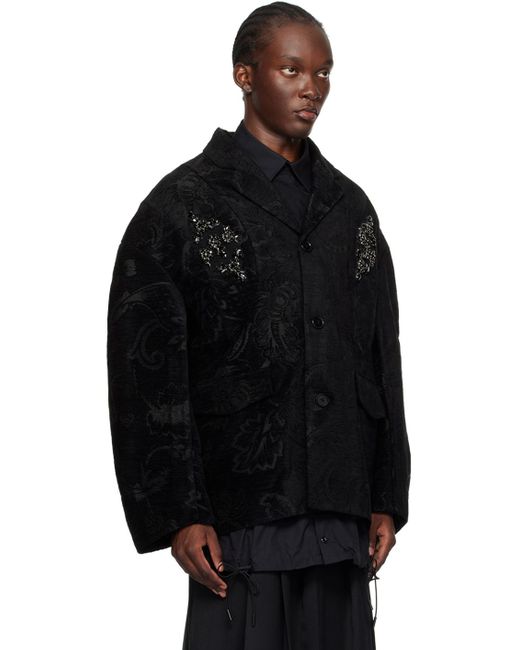 Simone Rocha Black Embellished Boxy Armour Jacket for men
