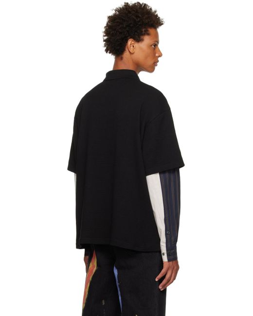 Feng Chen Wang Black Paneled Polo for men