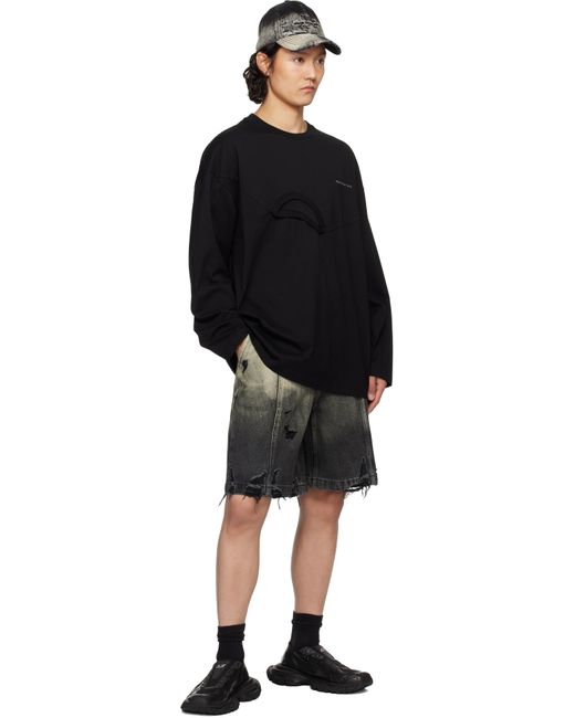 Feng Chen Wang Black Gradient Denim Shorts for men