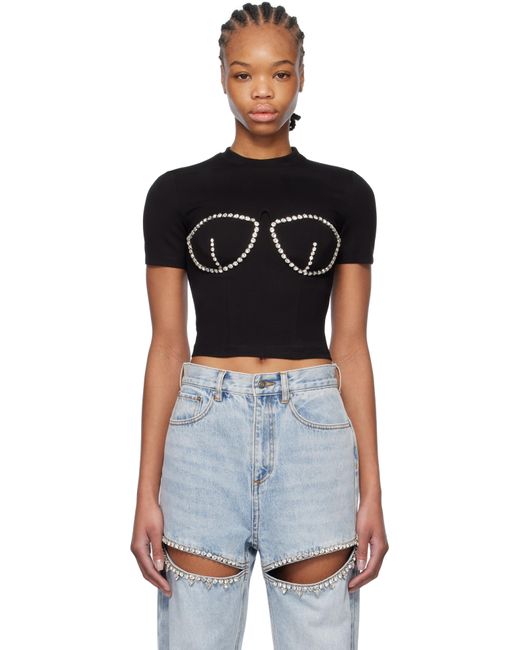 Area Black Crystal Bustier Cup T-Shirt