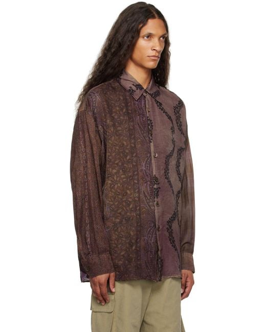 Our Legacy Brown Purple Borrowed Shirt for men