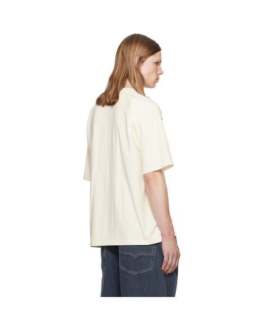 DIESEL White Off- Distressed Flocked Logo T-Shirt for men