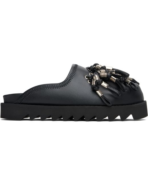 Toga Black Beads Motif Sabot Slip-On Loafers