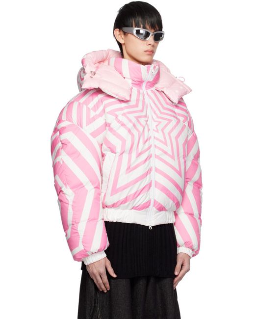 Chenpeng Pink Superstar Reversible Down Jacket for men
