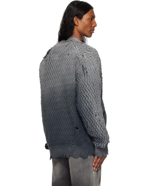 メンズ Maison Mihara Yasuhiro グレー Sun Faded Like ニットカーディガン Black