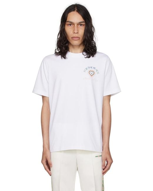 Casablancabrand White Peace Gradient Graphic-print Organic Cotton-jersey T-shirt for men