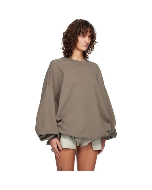 Rick Owens Brown Temple Hun Crewneck Sweatshirt