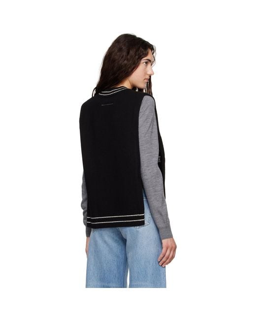 MM6 by Maison Margiela Black Jacqard Stole Top