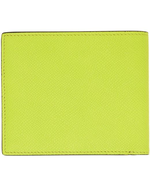 Tom Ford Yellow Green Small Grain Leather Bifold Wallet for men