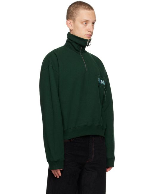 Marni Green Embroidered Sweatshirt for men