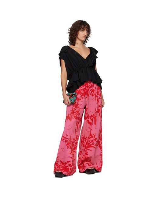 Dries Van Noten Red Loose Sweatpants
