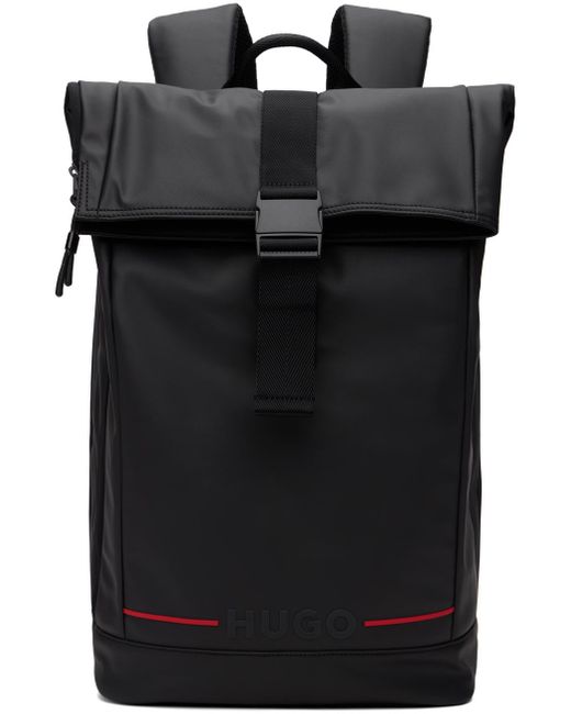 HUGO Black Roll Top Backpack for men