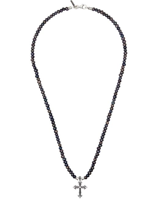 Collier noir à croix et à perles exclusif à ssense Emanuele Bicocchi pour homme en coloris Black