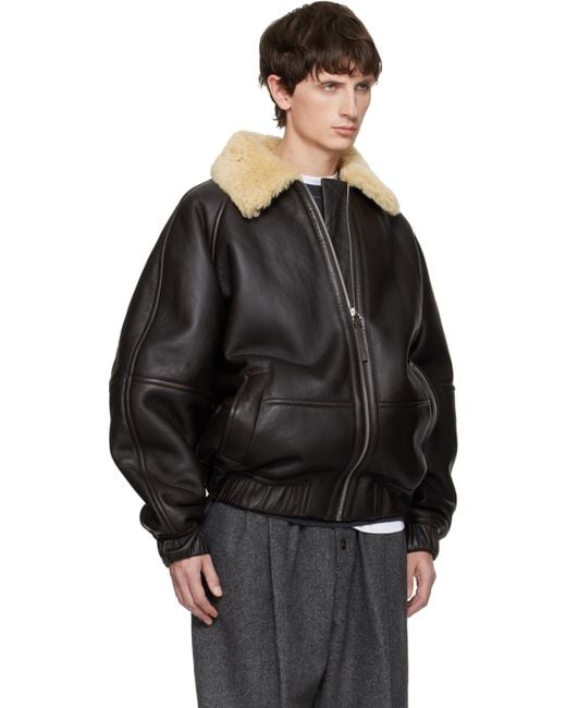 Jacquemus Black 'The Bombardier' Shearling Jacket for men