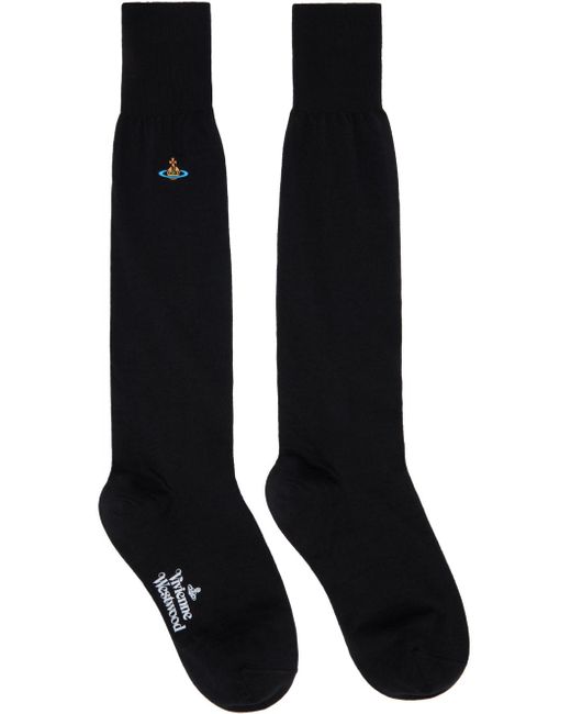 Vivienne Westwood Black Uni Colour High Socks for men
