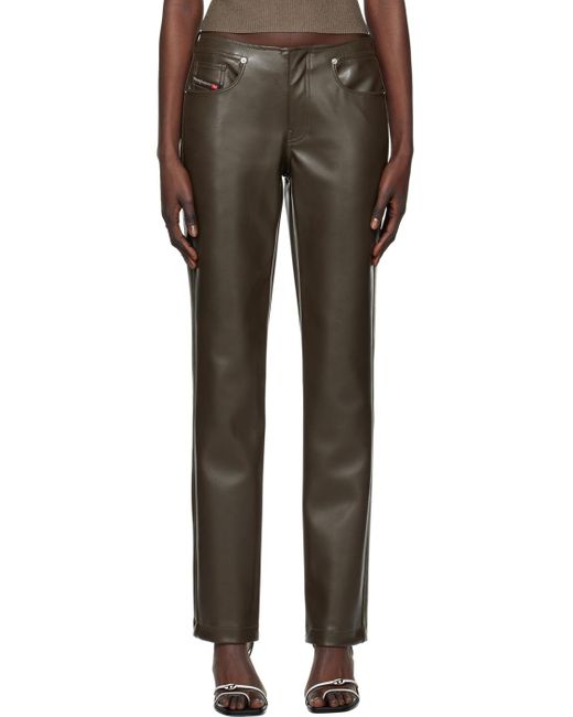 DIESEL Black Green P-cirsium Faux-leather Trousers