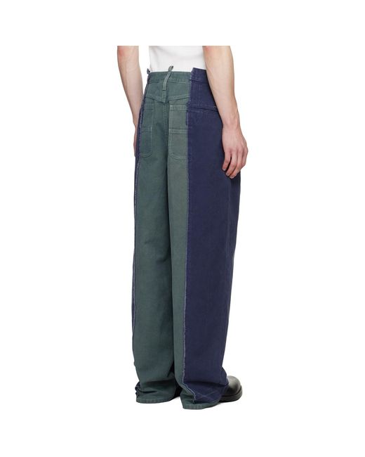 DSquared² Blue Re-Worked Colorblock Easy Zoot Trousers for men