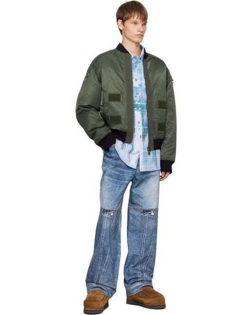 ANDERSSON BELL Black Khaki Flight Layered Washed Bomber Jacket for men