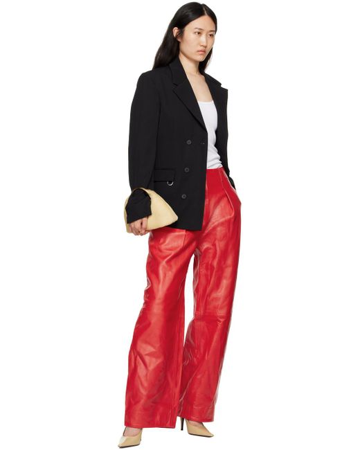 Jacquemus Red Les Sculptures 'Le Pantalon Ovalo Cuir' Leather Pants