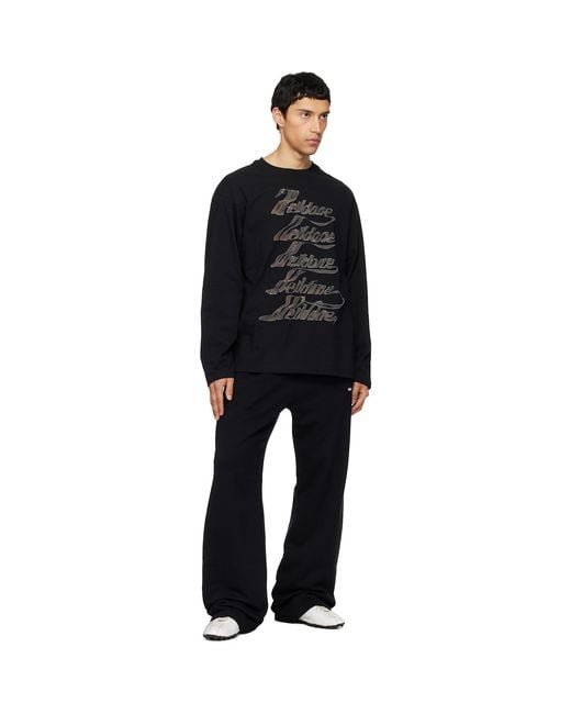 we11done Black Multi Logo T-Shirt for men
