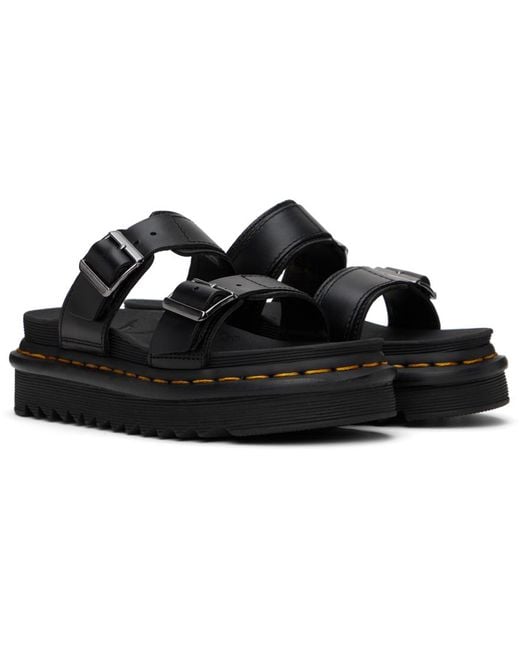 Dr. Martens Black Myles Leather Buckle Slide Sandals