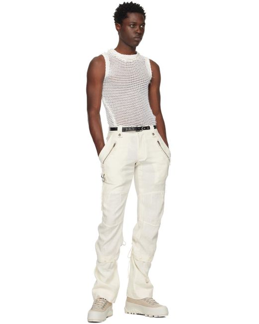 Hyein Seo White Off- Distressed Trousers for men
