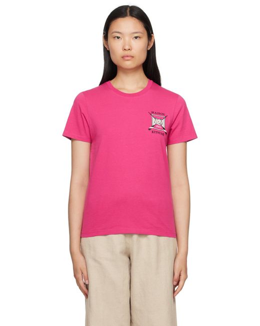 Maison Kitsuné Pink College Fox T-shirt