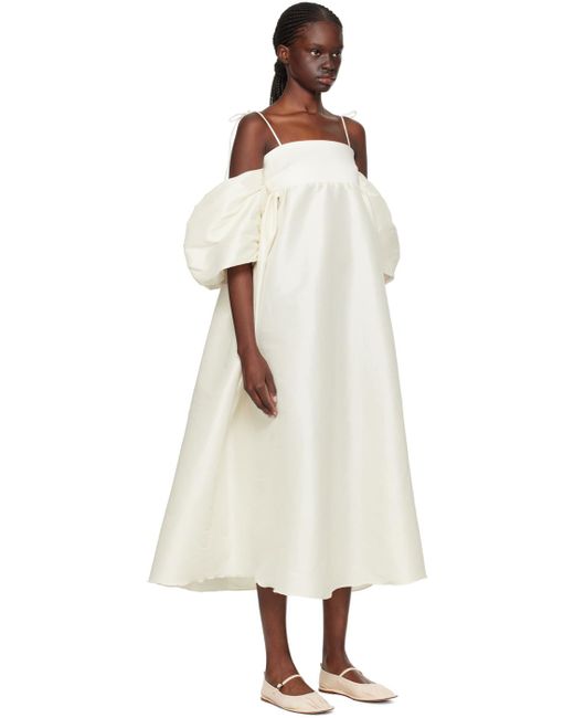 Kika Vargas Natural Off-white Roberta Midi Dress