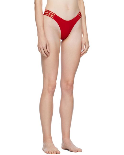 Versace Red Greca Bikini Bottoms