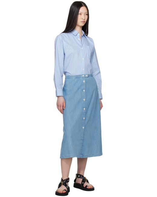 A.P.C. Blue Deauville Denim Midi Skirt