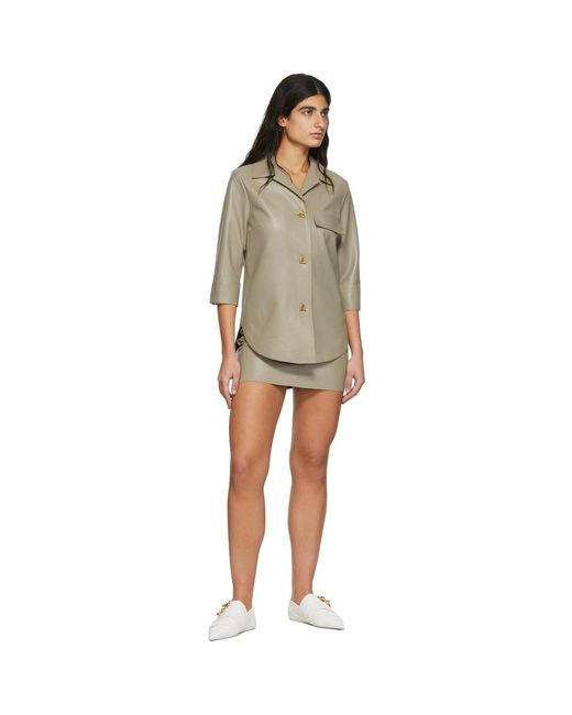 Aeron Green Khaki Leather Amarilla Mini Skirt