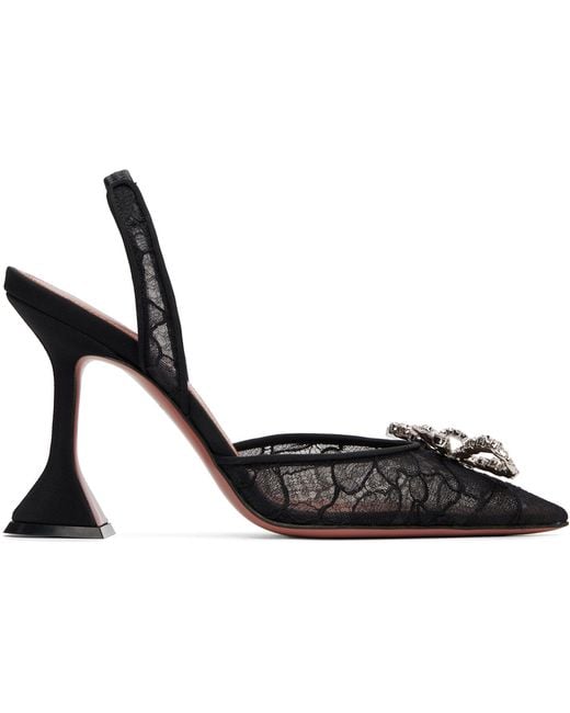 AMINA MUADDI Black Rosie Lace Sling 95 Heels
