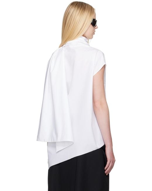 Carven White Scarf Blouse
