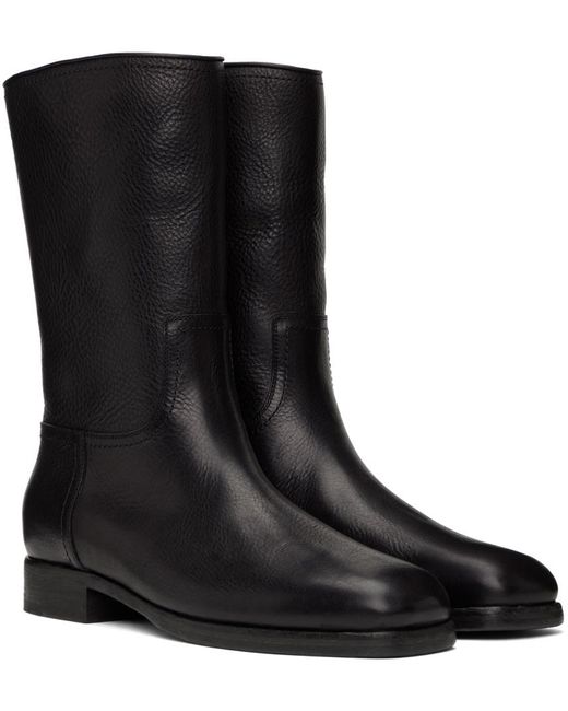 The Row Black Ranger Leather Ankle Boots