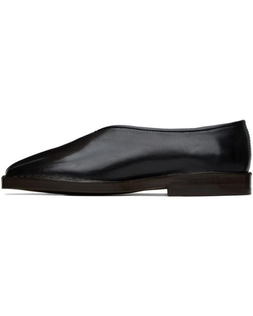 Lemaire Black Flat Piped Slippers
