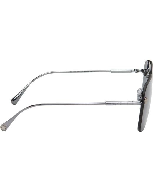 Versace Gray Gunmetal Medusa Pilot Sunglasses for men