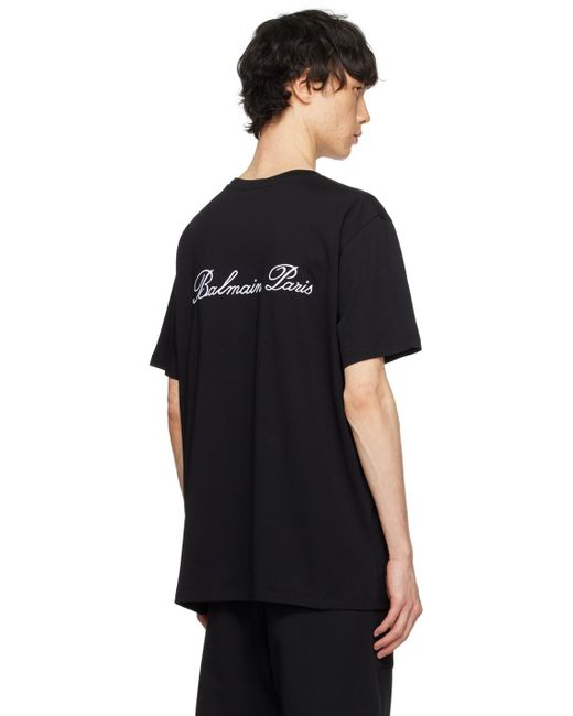 メンズ Balmain Signature Tシャツ Black