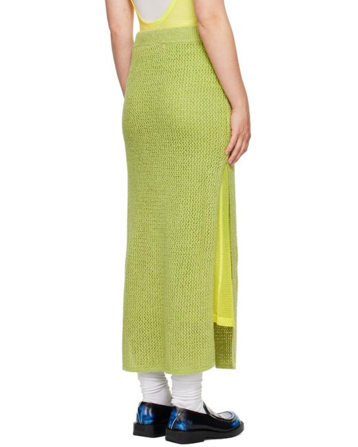 The Elder Statesman Green Selerino Net Midi Skirt