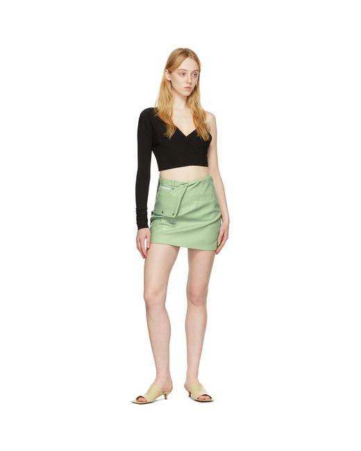 Aleksandre Akhalkatsishvili Green Faux-Leather Mini Skirt