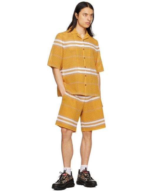 Burberry Yellow Striped Shorts for men