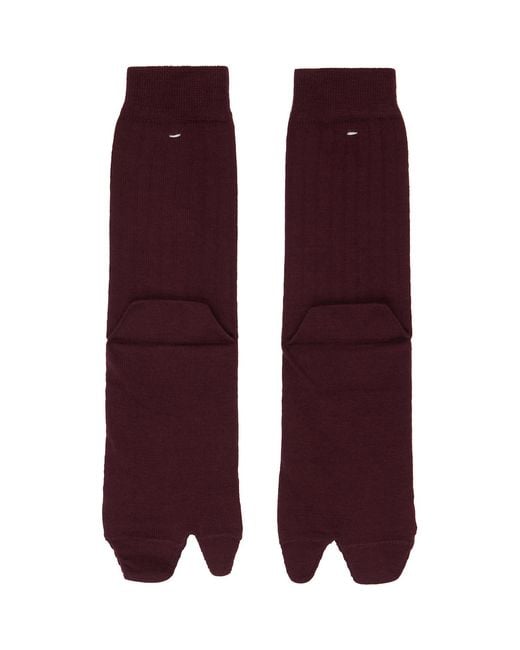 Maison Margiela Purple Burgundy Wool Tabi Socks