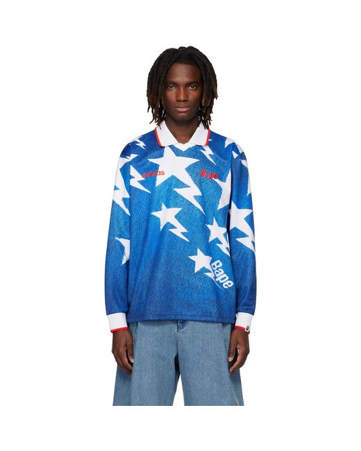 A Bathing Ape Blue Adidas Originals Edition Lsl Star Jersey Polo for men